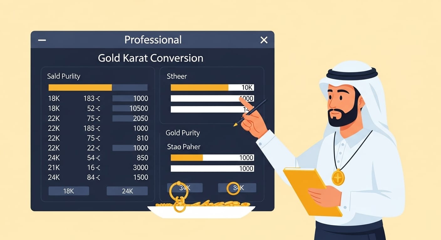 برنامج احترافي لتحويل عيارات الذهب بدقة فائقة