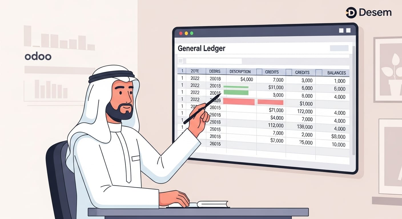 كيف يساعدك البرنامج المحاسبي أودو من ديسم في إدارة الدفتر العام؟