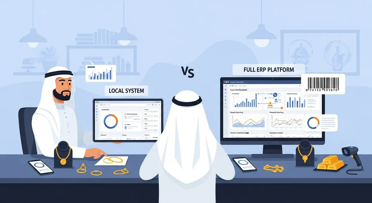 برنامج مداد أم منصة ERP متكاملة؟ معايير مقارنة لتجار الذهب