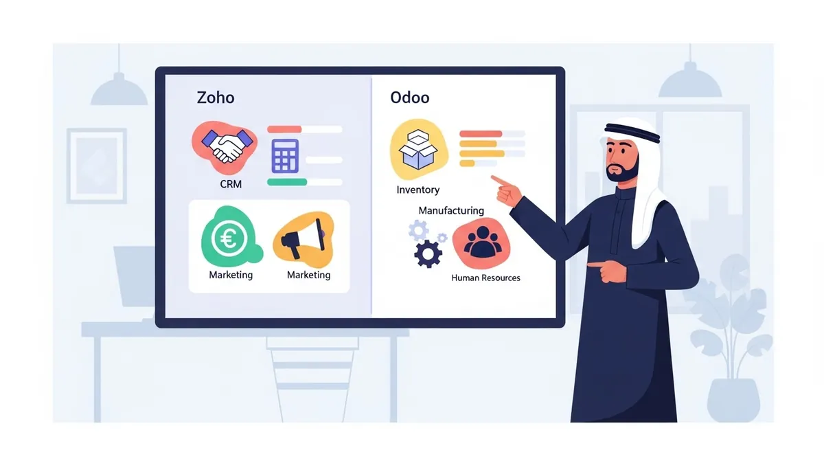 Zoho أم Odoo؟ معايير اختيار ERP للشركات السعودية